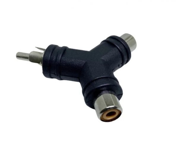 ADAPTADOR RCA EN Y 1 RCA Macho a 2 RCA Hembra